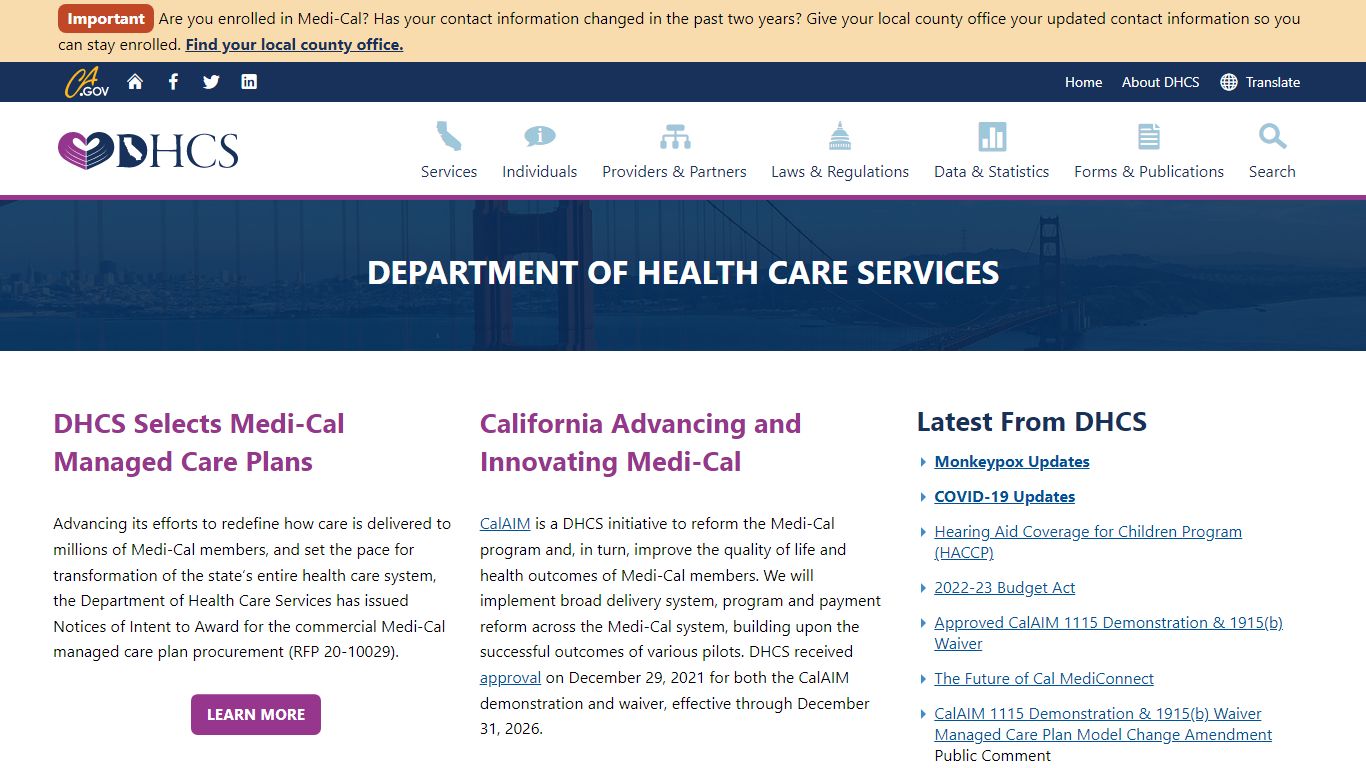 DHCS Homepage - California